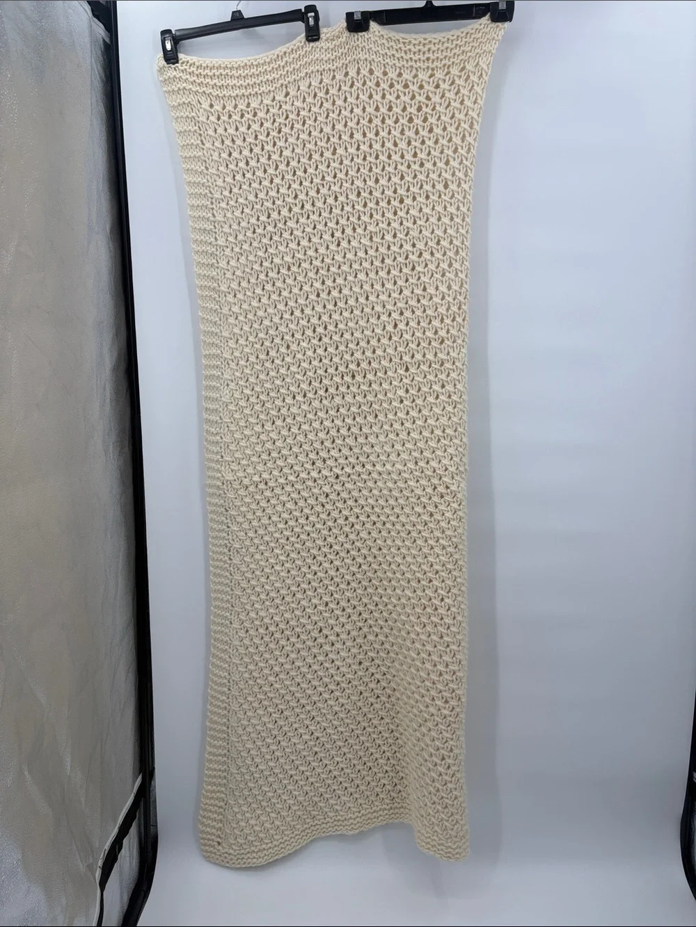 Pine Cone Hill Cullen Cream Chunky Knit Throw with Branded 50x60
